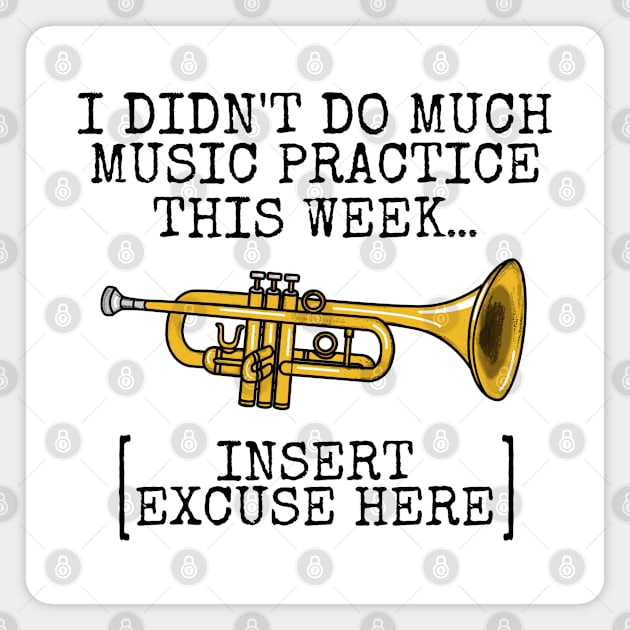 I Didn't Do Much Music Practice, Trumpet Student Funny Magnet by doodlerob